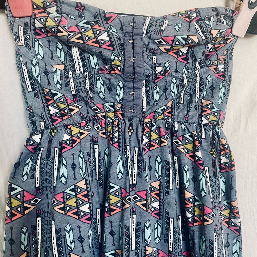 Tribal Print Strapless Dress